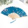 Fan bamboo, textile h = 21 cm bend, with a brush "flowers" in a box, blue