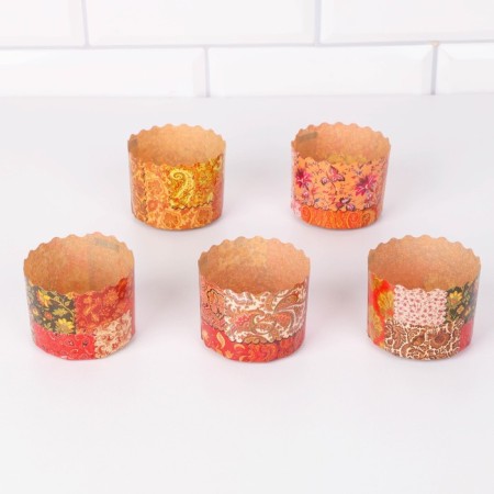 Paper form for the cake "Retro" 60 x 45 mm, (packaging 4000 pcs) mix-1