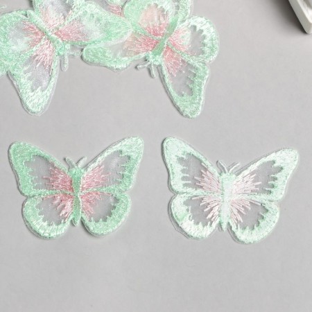 Decor for creativity Textile Embroidery "Blobo green-pink" 4.3x5.5 cm