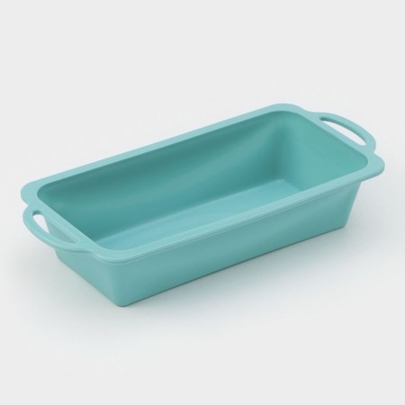 Silicone form for baking "Bread", 31.5 × 14 × 6.5 cm, turquoise color-1