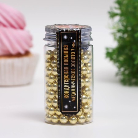 Sprinking confectionery "Metal gold", 7 mm, 50 g-1