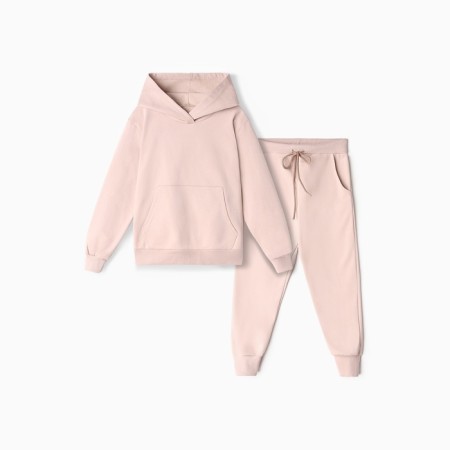 A set for a girl (sweatshirt, trousers) comb, beige color, height 134 cm