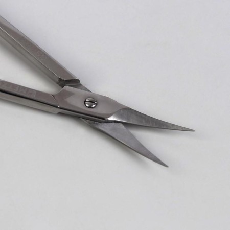 Scissors are manicure, for cuticles, bent, narrow, 9.5 cm, silver color, CS-12-S (CVD)-1