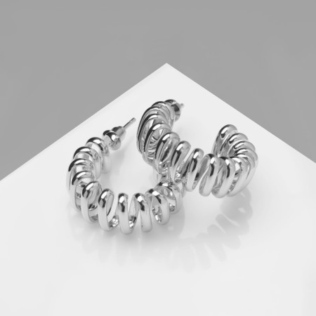 Earrings Metal "Circle" spring, color silver-1