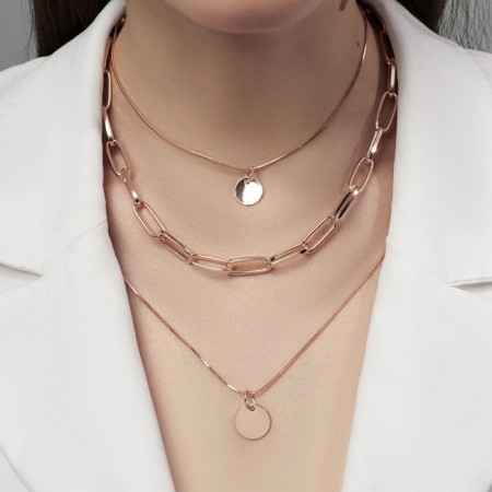 Piece "chain" three threads, color pink gold, 66 cm-2