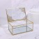 Great organizer for storage, with a lid, glass, with a mirror -bottom, 1 section, 17 × 10.5 × 7 cm, the color is transparent/copper