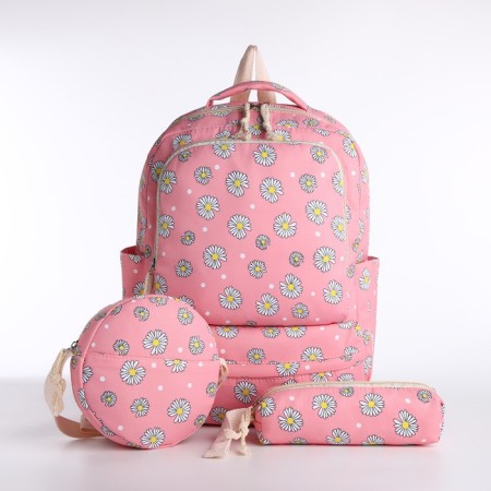 A backpack with a zipper, bag, cosmetic bag, pink color-4
