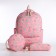 A backpack with a zipper, bag, cosmetic bag, pink color