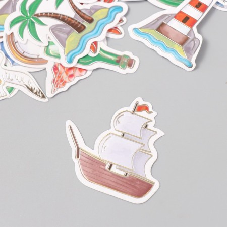 Stickers for creativity "Sea and Adventure" embossing silver set 48 pcs 9x7x0.8 cm-3