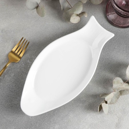 Porcelain dish for fish Wilmax, 25.5 × 12 cm, white color-2