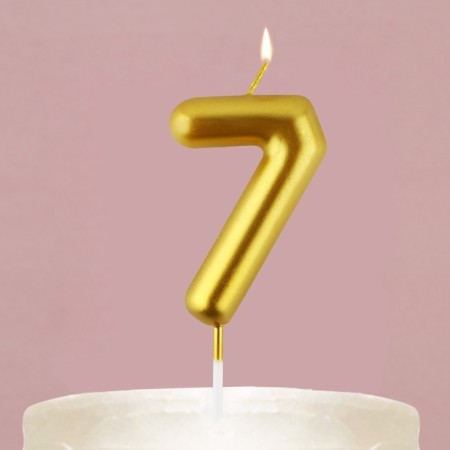 Candle for the cake, number "7", gold, 4 x 10 cm.-5