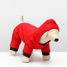 Zimovye jumpsuit for animals, M (DS 24-26, OG 34-36 cm, Osh 28 cm), red