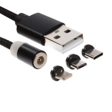 Cable 3 in 1 MX-CB37, Micro USB/Lightning/Type-C, 2.4 A, 1.0M, magnetic, black