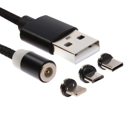 Cable 3 in 1 MX-CB37, Micro USB/Lightning/Type-C, 2.4 A, 1.0M, magnetic, black