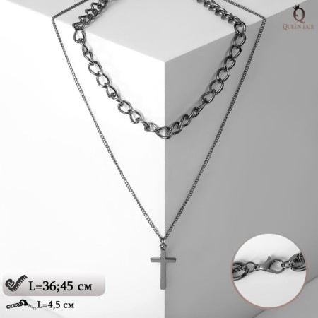 Piece "chain" a cross with two threads, the color is gray, 45 cm