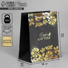 Gift package, packaging, “gift for you”, black craft, 18 x 23 x 10 cm