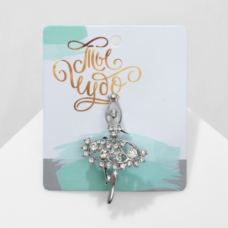 Brooch "Ballerina" AN Ler, white color in silver