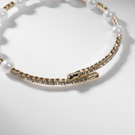 Bracelet Pearl "Noel" ball No. 4, white color in gold, d = 6 cm-2