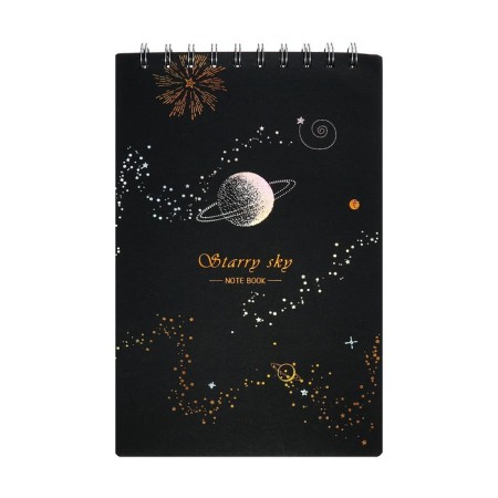 A5 sketchbook, 30 black sheets on the crest, "cosmos", solid substrate, density 110 gr., Mix-3