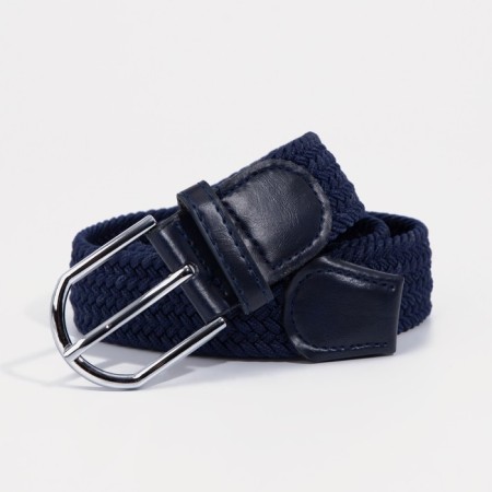 Children's belt, width 3 cm, metal buckle, dark blue color-1