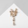Brooch "Flower dew" with a bow, burgundy-white color in gold