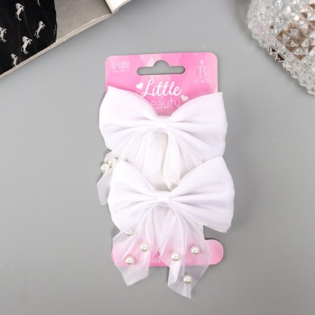 Hair clip "Marta" (set 2 pcs) grace, 7.5 cm, white