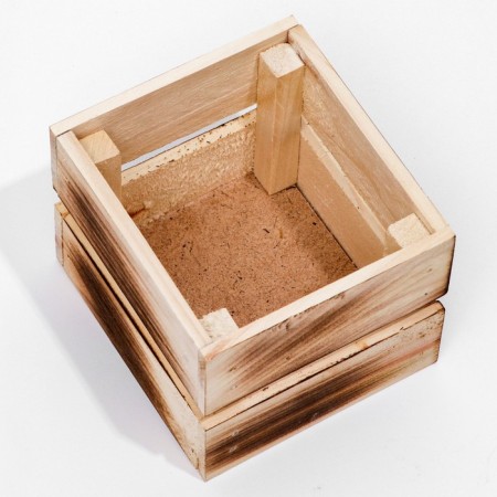 Kashpo wooden, two -strip, fired, 11 x 10 x 9 cm-1