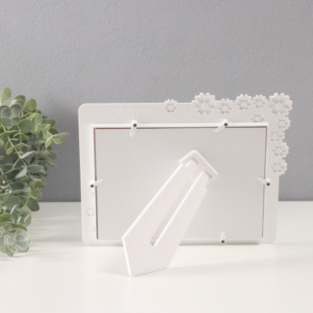 Photo frame plastic in 2 photos 10x15 cm "forget -me -nots" white, rhinestones 25x21 cm-3