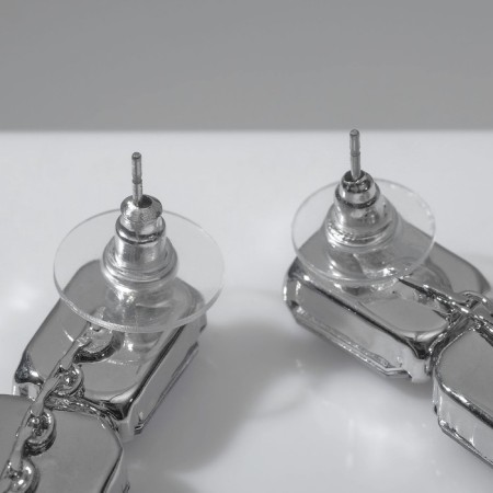 Hanging earrings with rhinestones "Jewel" heart, red color in silver, 7cm-2