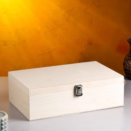 Gift box 34 × 21.5 × 10.5 cm wooden 3 departments, with a closing lid, without painting