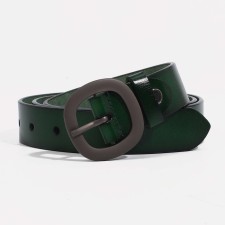 Women's belt, width 2.5 cm, screw, buckle metal, green color