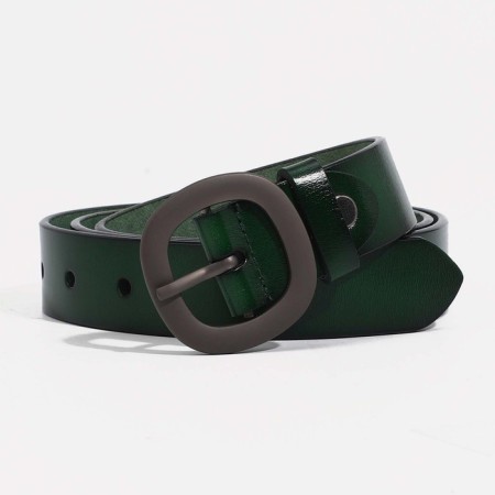Women's belt, width 2.5 cm, screw, buckle metal, green color