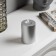 Silver LED candle, 7 × 13 × 7 cm, plastic, AAX2 batteries (not complete), warm white glow