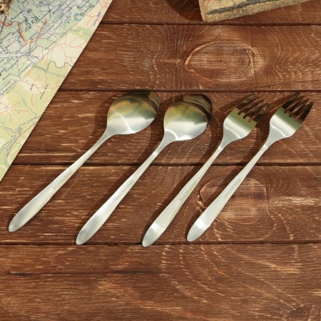 Tourist set of dishes "Nature calls", 2 plates, 2 spoons, 2 forks-6