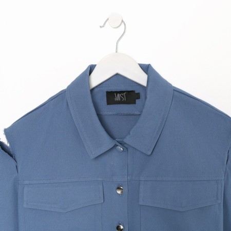 Women's shirt shortened with cuts Mist: Denim R.46, Blue-7