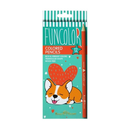 Pencils 12 colors Funcolor, plastic, three -sided, mix-9