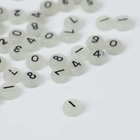 Acrylic bead phosphorus “numbers” mix, 7 × 4 mm, set 10 g, black and white color-2