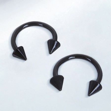 Circular in an eyebrow (piercing), spike, d = 8 mm, pair, black color-1