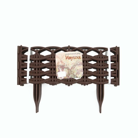 Decorative fence, 25 × 300 cm, 8 sections, plastic, brown, "Ivushka"-11