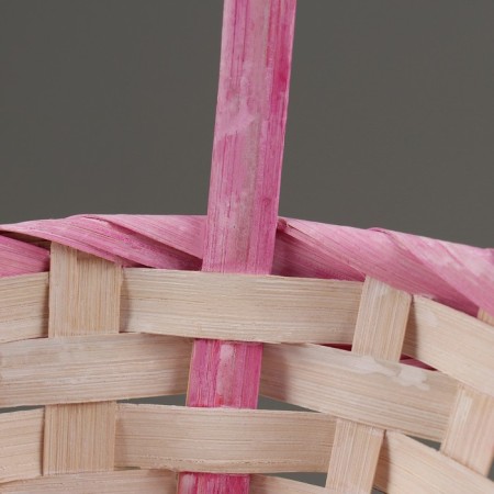 Wicker basket, d23 x 17 x 10/36 cm, pink, bamboo-2