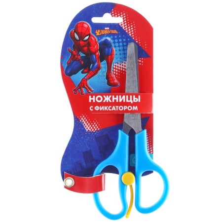 Baby scissors 13 cm, safe, plastic handles with a latch, spider-man, mix-4