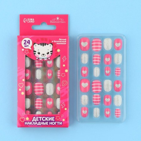 Children's false nails "Hearts", 24 pcs-1