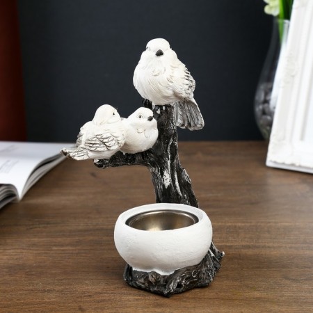 Souvenir Polystone SPRISE "Three white sparrows on a snag" 17.5x12x7 cm-1