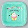 Disposable square plate "Happy birthday", cake, 16.5x16.5 cm