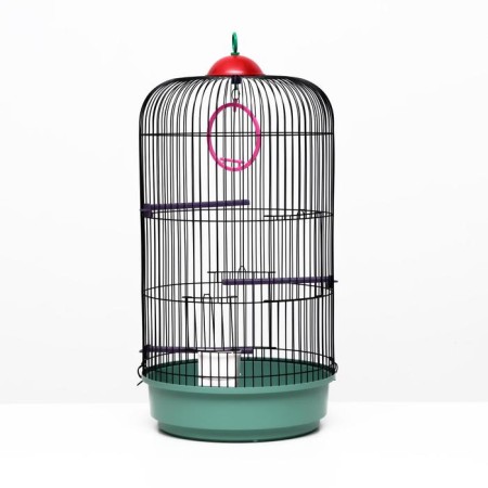 Bird cage is round, three -tier welded, small pallet, 33 x 77 cm, mix of flowers-1