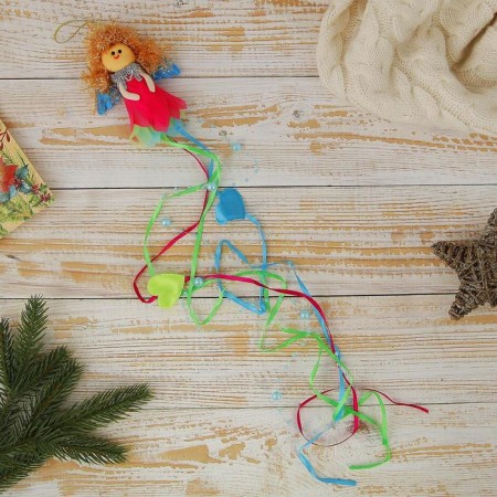 Soft suspension "Angel - a train with hearts" 10*7 cm multi -colored