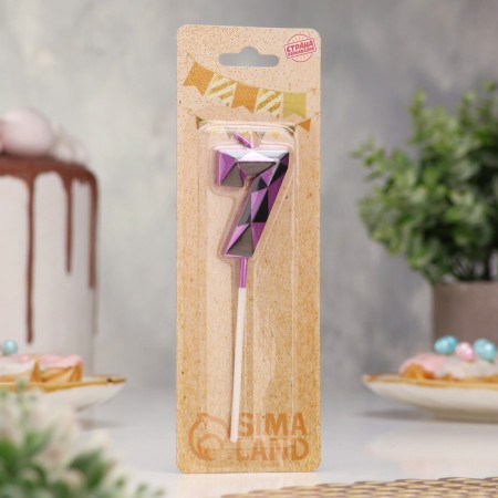 Candle for Cake "Almaz", number "7", purple metallic-1