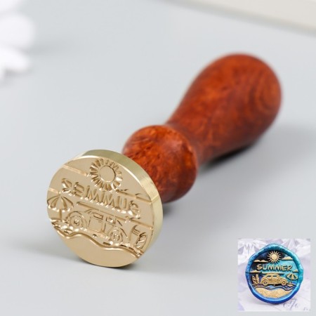 Printing for wax with a wooden handle "Summer Journey" 9x2.5x2.5 cm