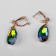Earrings with rhinestones "Illusion" a drop on oval, white-Benzine color in pink gold