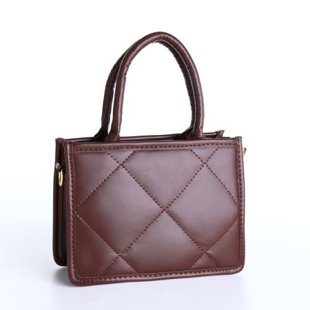Bag Women's Tout with zipper, brown color-6